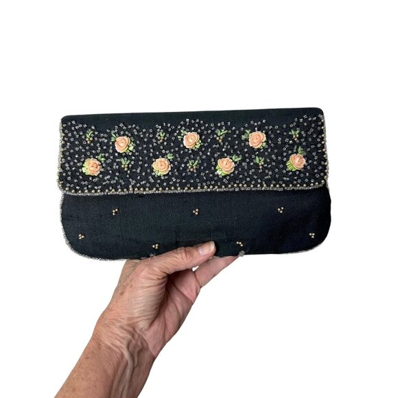 1950s beaded silk clutch purse by Magid for Bonwit Teller - Picture 1 of 6